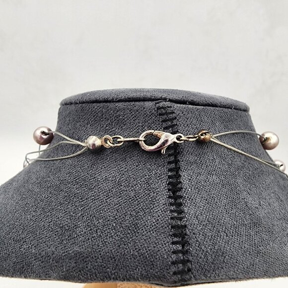 Elegant Triple-Strand Necklace With Purple Faceted Beads & Bronze Pearls - Picture 3 of 4